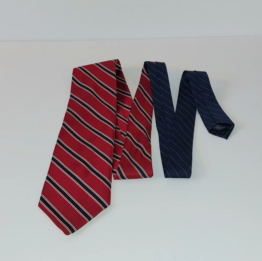 Tommy Hilfiger Red White & Blue Striped Silk Tie Classic Office Formal 4th July